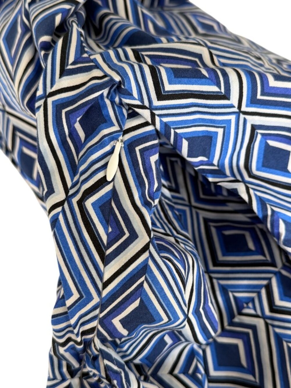 Donna Karan Womens Size 6 Shirt Dress Blue Geometric Print Wrap Dress Cotton - Picture 5 of 8